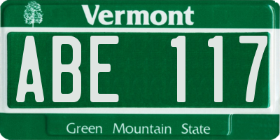 VT license plate ABE117