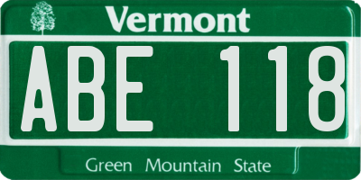 VT license plate ABE118