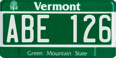 VT license plate ABE126