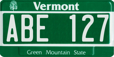 VT license plate ABE127