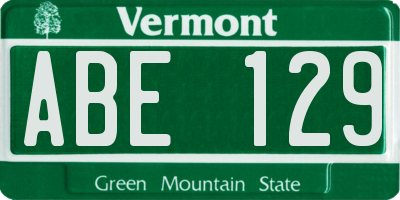 VT license plate ABE129