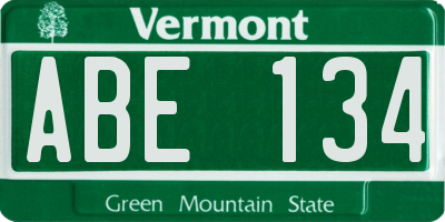 VT license plate ABE134