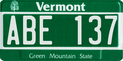 VT license plate ABE137