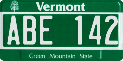 VT license plate ABE142