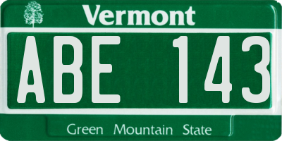 VT license plate ABE143