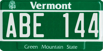 VT license plate ABE144