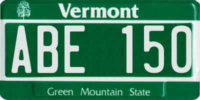 VT license plate ABE150