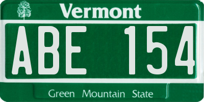 VT license plate ABE154