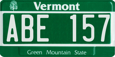 VT license plate ABE157