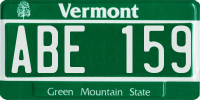 VT license plate ABE159