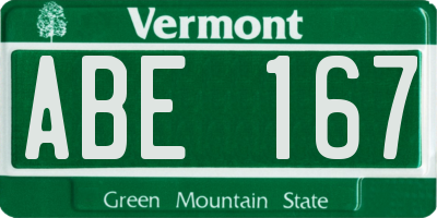 VT license plate ABE167