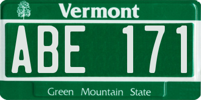 VT license plate ABE171