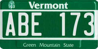 VT license plate ABE173