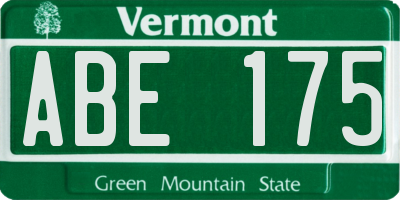 VT license plate ABE175