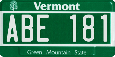 VT license plate ABE181
