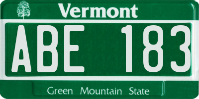 VT license plate ABE183