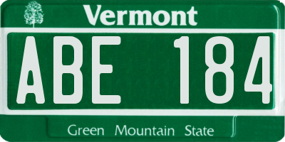 VT license plate ABE184