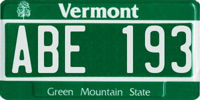VT license plate ABE193