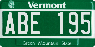 VT license plate ABE195