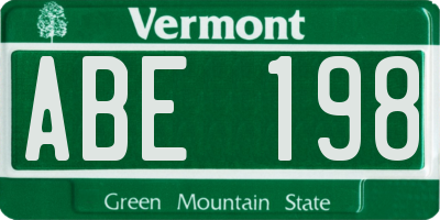 VT license plate ABE198
