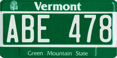 VT license plate ABE478