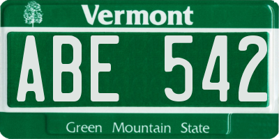 VT license plate ABE542