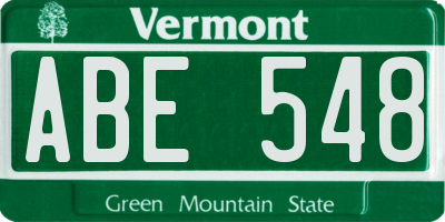 VT license plate ABE548