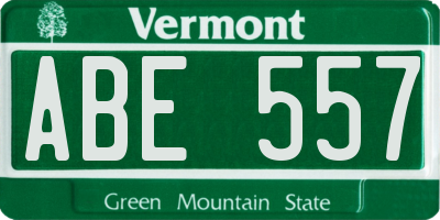 VT license plate ABE557