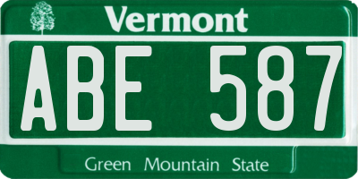 VT license plate ABE587