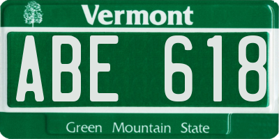 VT license plate ABE618