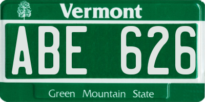 VT license plate ABE626