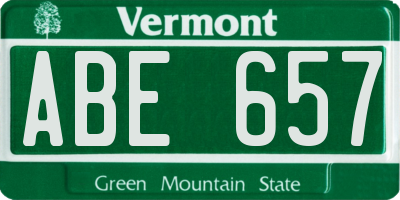 VT license plate ABE657