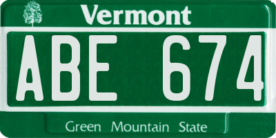 VT license plate ABE674