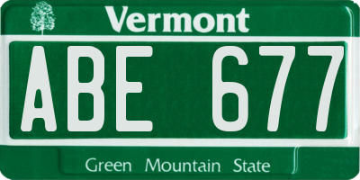 VT license plate ABE677