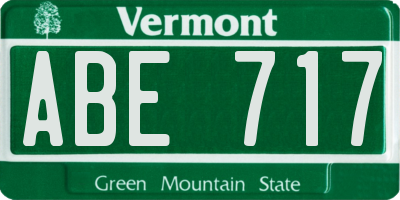 VT license plate ABE717