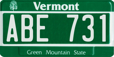VT license plate ABE731