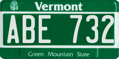 VT license plate ABE732