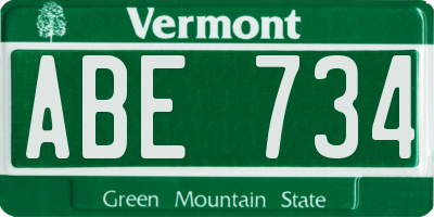 VT license plate ABE734