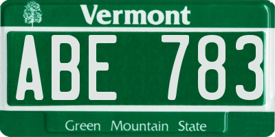 VT license plate ABE783