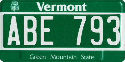 VT license plate ABE793