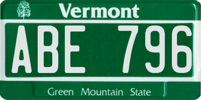 VT license plate ABE796