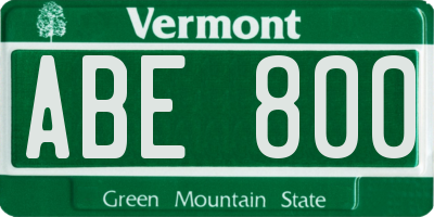 VT license plate ABE800