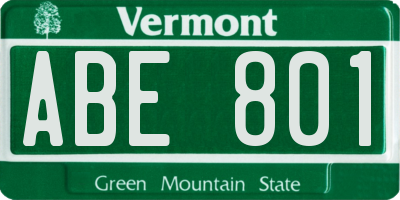 VT license plate ABE801