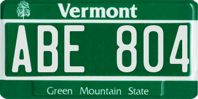 VT license plate ABE804