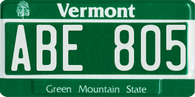 VT license plate ABE805