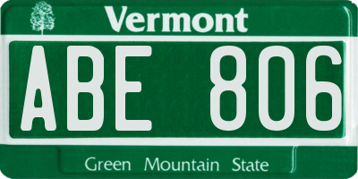 VT license plate ABE806