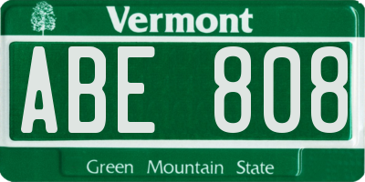 VT license plate ABE808