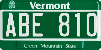 VT license plate ABE810