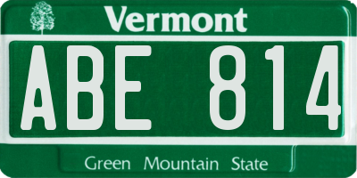 VT license plate ABE814