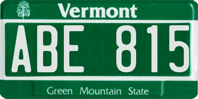 VT license plate ABE815